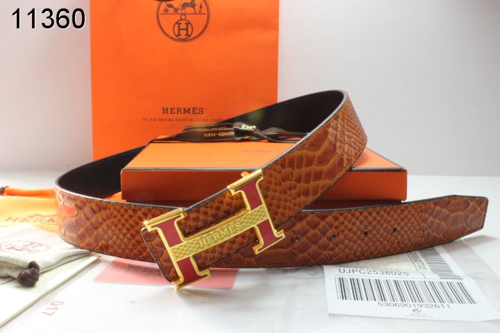 Stylish Hermes with Golden H Buckle Brown Belt Mens